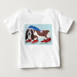 Camiseta De Bebé Basset Hound de Navidad en patines de hielo