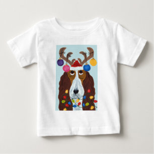 Camiseta De Bebé Basset Hound Decorado para Navidad