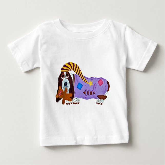 Camiseta de bebé Basset Hound en pijama (Anverso)