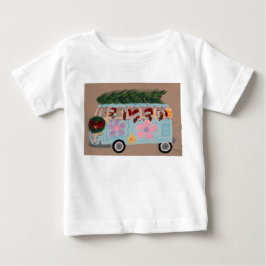 Camiseta De Bebé Basset Hounds de Navidad en Furgoneta Hippie