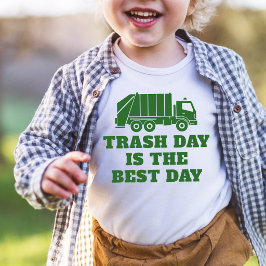 Camiseta De Bebé Basura del Camión de Basura Verde Divertido Cumple