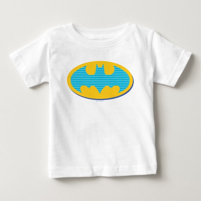 Camiseta De Bebé Batman | Símbolo de franjas cian (Anverso)