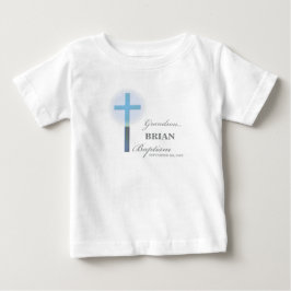 Camiseta De Bebé Bautismo de nieto con encaje azul personalizado