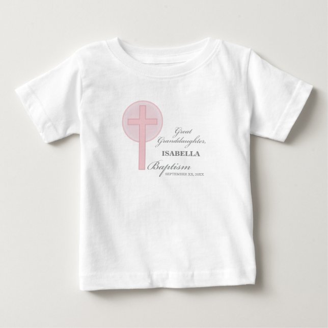 Camiseta De Bebé Bautismo Gran Nieta Rosa Lace Personalizado (Anverso)
