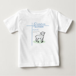 Camiseta De Bebé Bautizo del nieto azul niño cordero personalizado
