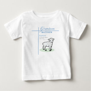 Camiseta De Bebé Bautizo Nieto Azul Niño Cordero Personalizado