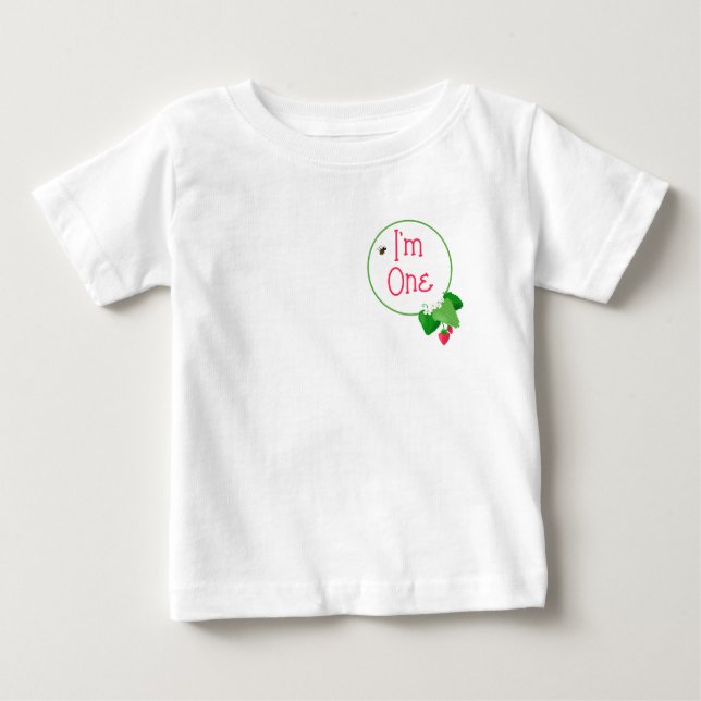 Camiseta De Bebé Baya Dulce “Soy Uno” Racimo de Fresa 1º (Anverso)