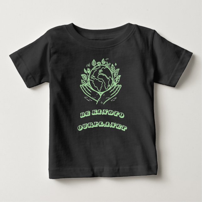 Camiseta De Bebé Be Kind to Our Planet: Caring Hands Earth Tee (Anverso)