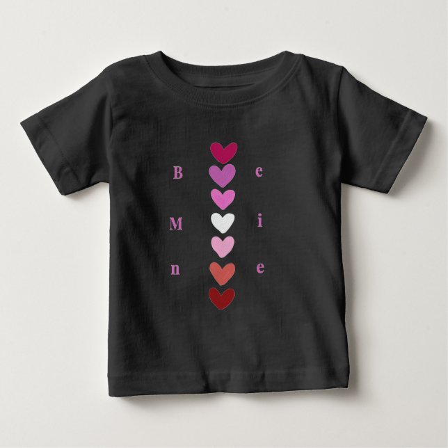 Camiseta De Bebé Be Mine Minimal Heart Stack Valentine T-Shirt (Anverso)