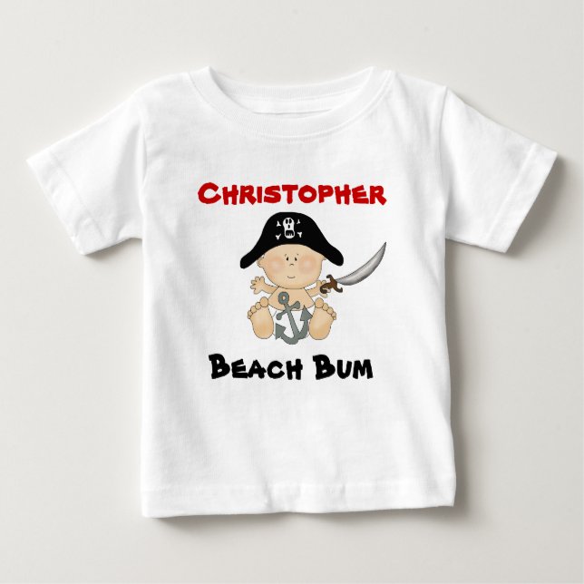 Camiseta De Bebé Beach Bum Baby Pirate Tee ~ Niños (Anverso)