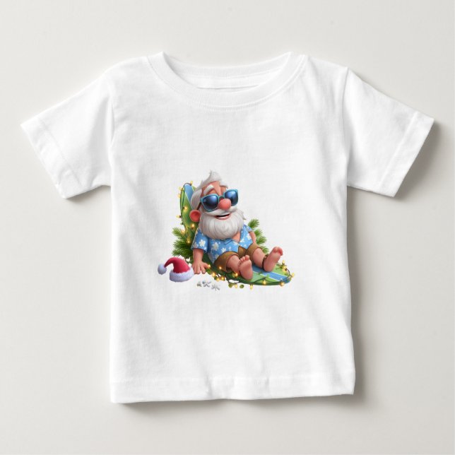Camiseta De Bebé Beach Santa Summer Holiday cute  Christmas Lights  (Anverso)