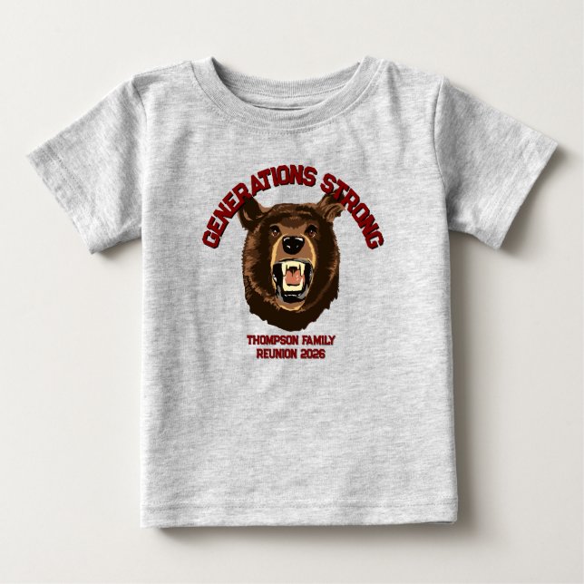Camiseta De Bebé Bear “Generations Strong” Custom Family Reunion (Anverso)