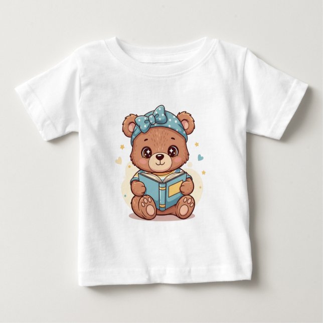 Camiseta De Bebé Bear leyendo un libro (Anverso)