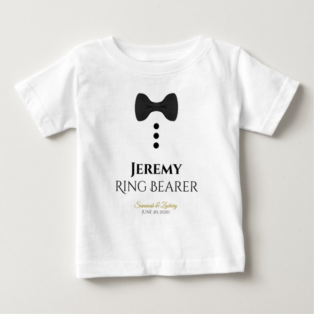 Camiseta De Bebé Bearer de anillo divertido Boda de zapatos negros  (Anverso)