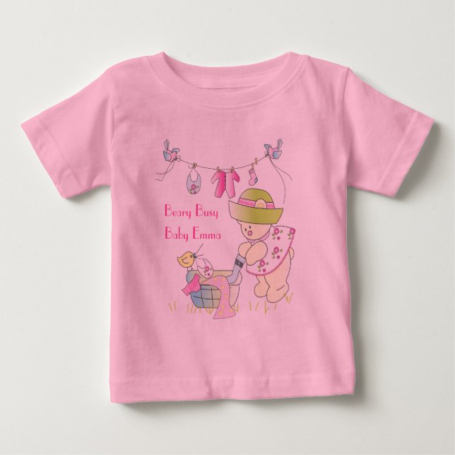 Camiseta De Bebé Beary Busy Personalized Baby T-Shirt (Anverso)