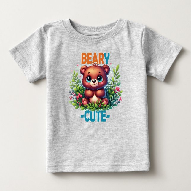 Camiseta De Bebé Beary Cute. Personalizado de Oso de Teddy sonriend (Anverso)
