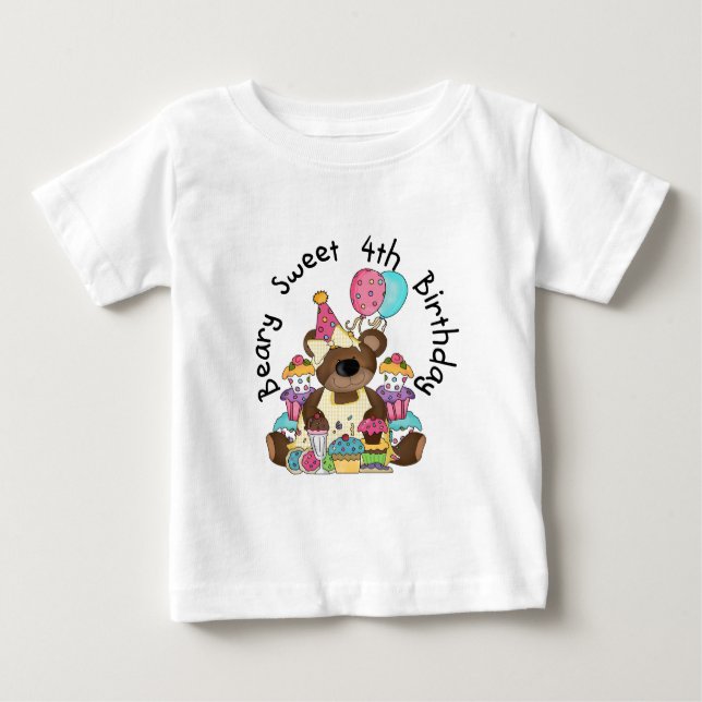 Camiseta De Bebé Beary Sweet 4º cumpleaños (Anverso)