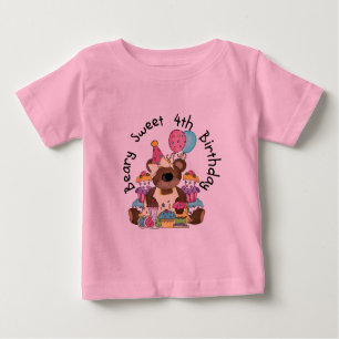 Camiseta De Bebé Beary Sweet 4º cumpleaños