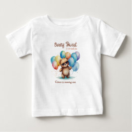 Camiseta De Bebé Beary Sweet Teddy oso llevando gafas y globo