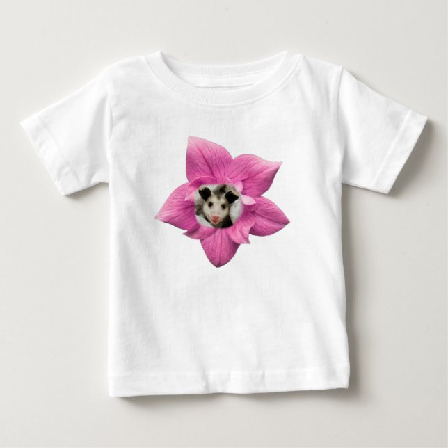 Camiseta De Bebé Bebé Adorablemente Cute Sonriente Bebé Opossum Flo (Anverso)