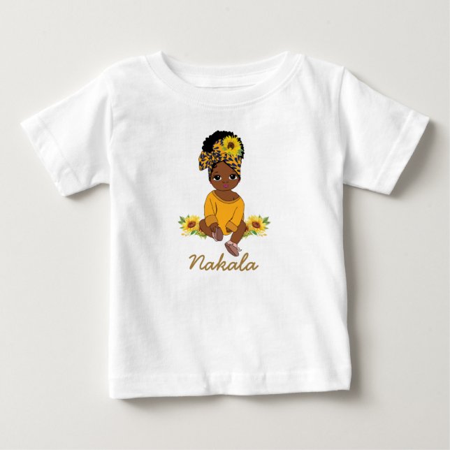 Camiseta De Bebé Bebé afroamericana cuchi flor de sol (Anverso)