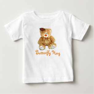 Camiseta De Bebé Bebé arriba con osito de peluche marrón y maripo