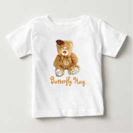 Camiseta De Bebé Bebé arriba con osito de peluche marrón y mariposa