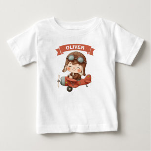 Camiseta De Bebé Bebé Aviador Soñador en Avión Rojo
