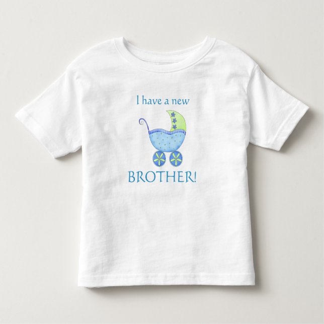 Camiseta De Bebé Bebé azul Buggy "Tengo un nuevo hermano" niño pequ (Anverso)