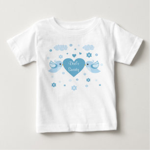 Camiseta De Bebé Bebé azul del corazón de los pájaros del amor