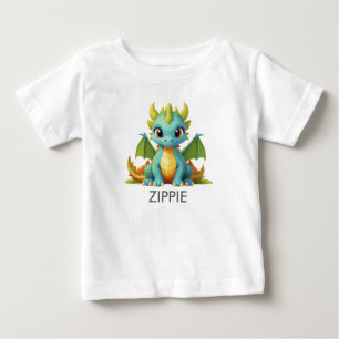 Camiseta De Bebé Bebé azul verde Dragón bebé camiseta personalizada