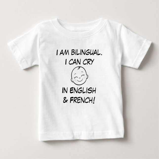 Camiseta De Bebé Bebé bilingüe, Personalizado Gracioso primer regal (Anverso)