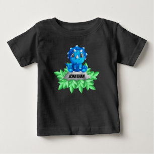 Camiseta De Bebé Bebé Blue Triceratops Dinosaur Black Baby T-Shirt