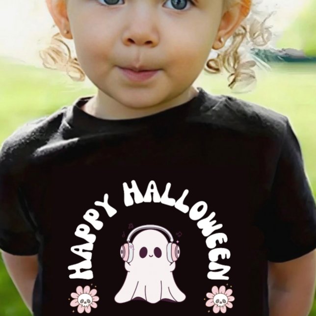 Camiseta De Bebé Bebé Chica Fantasma Feliz Chica de Halloween (Subido por el creador)