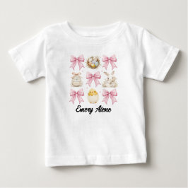 Camiseta De Bebé Bebé Chica Rosa Semana Santa Bunny Coquette Bow