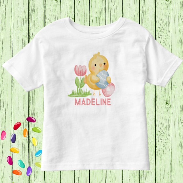 Camiseta De Bebé Bebé Chick de Pascua con huevos personalizados (Subido por el creador)