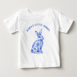 Camiseta De Bebé Bebé Chinoiserie azul y blanco