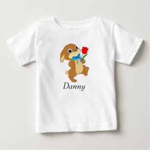 Camiseta De Bebé Bebé conejo de Pascua con rosa rojo
