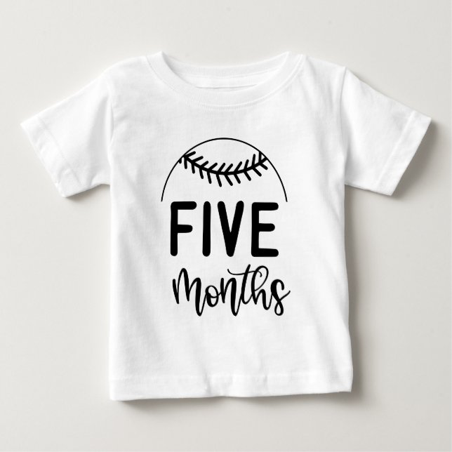 Camiseta De Bebé Bebé de béisbol de cinco meses hito - (Anverso)