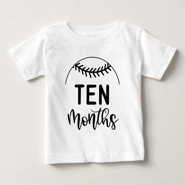 Camiseta De Bebé Bebé de béisbol de diez meses hito - (Anverso)