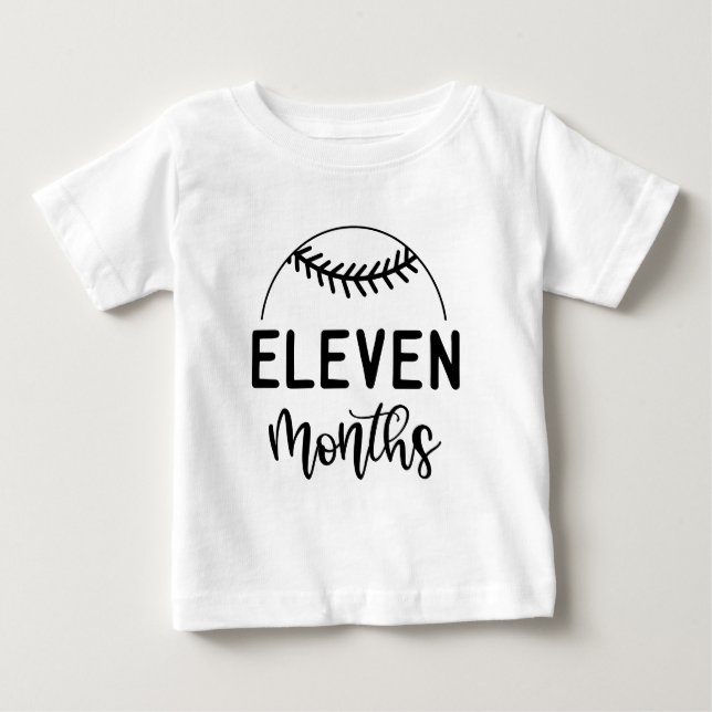 Camiseta De Bebé Bebé de béisbol de once meses - hito (Anverso)