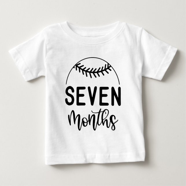 Camiseta De Bebé Bebé de béisbol de siete meses hito - (Anverso)