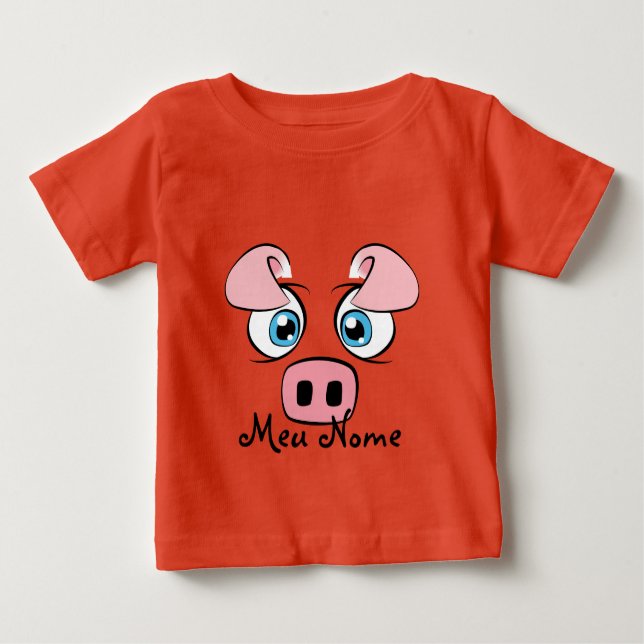 Camiseta De Bebé Bebé de cerdo de personalizable (Anverso)