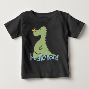 Camiseta De Bebé Bebé de dinosaurio y mariposa