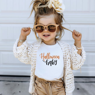 Camiseta De Bebé Bebé de Halloween Tipografía Naranja y Negra