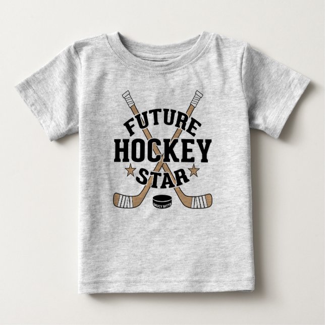 Camiseta De Bebé Bebé de hockey futuro hockey Estrella marrón pegam (Anverso)