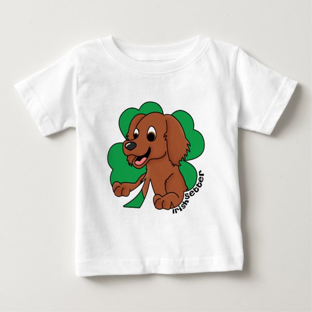 Camiseta De Bebé Bebé de Irish Setter del trébol del dibujo animado (Anverso)