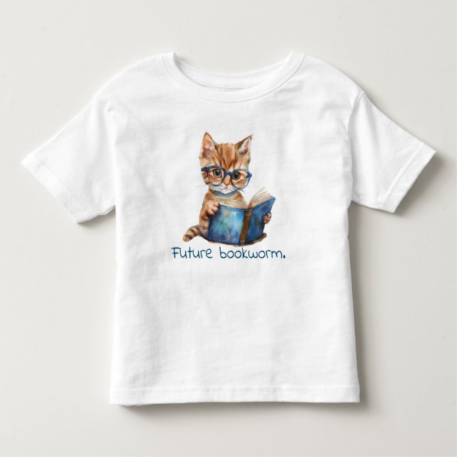 Camiseta De Bebé Bebé de lectura de gatos de gusano de biblioteca f (Anverso)