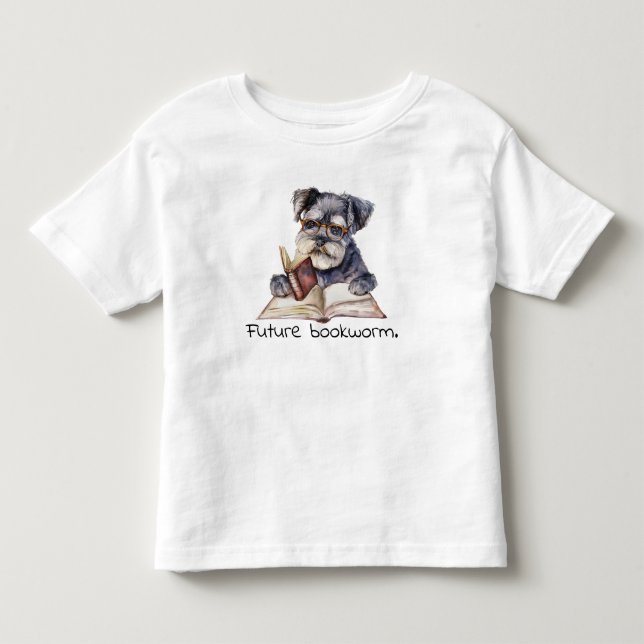 Camiseta De Bebé Bebé de lectura de perro de gusano futuro (Anverso)