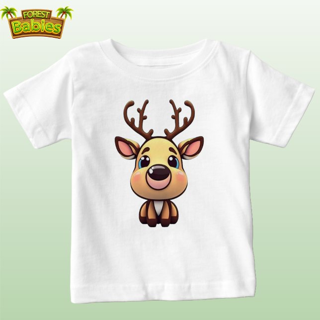Camiseta De Bebé Bebé de reno lindo Personalizado Fawn (Cute Reindeer graphic t-shirt Fun Deer Woodland Wildlife Doe Animal Character Fawn Tee baby t shirt)